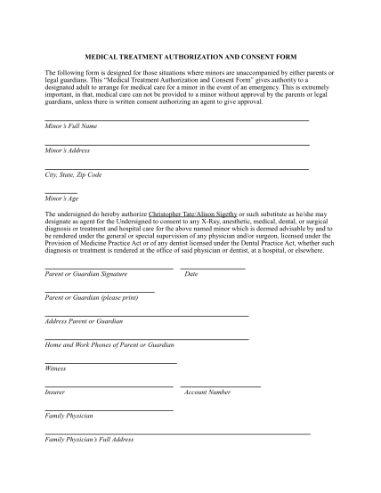 Printable Medical Consent Form For Adults Printable Forms Free Online 9422