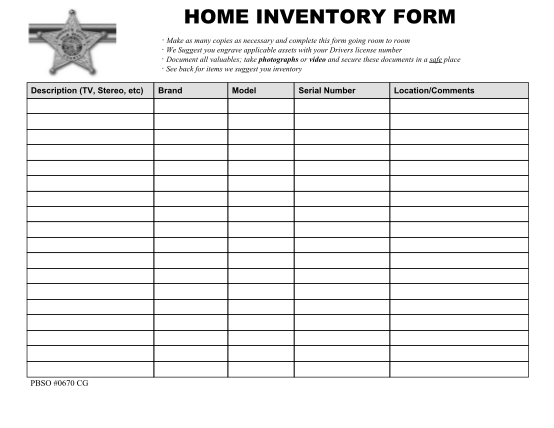 19 Home Inventory Checklist Page 2 Free To Edit Download Print 