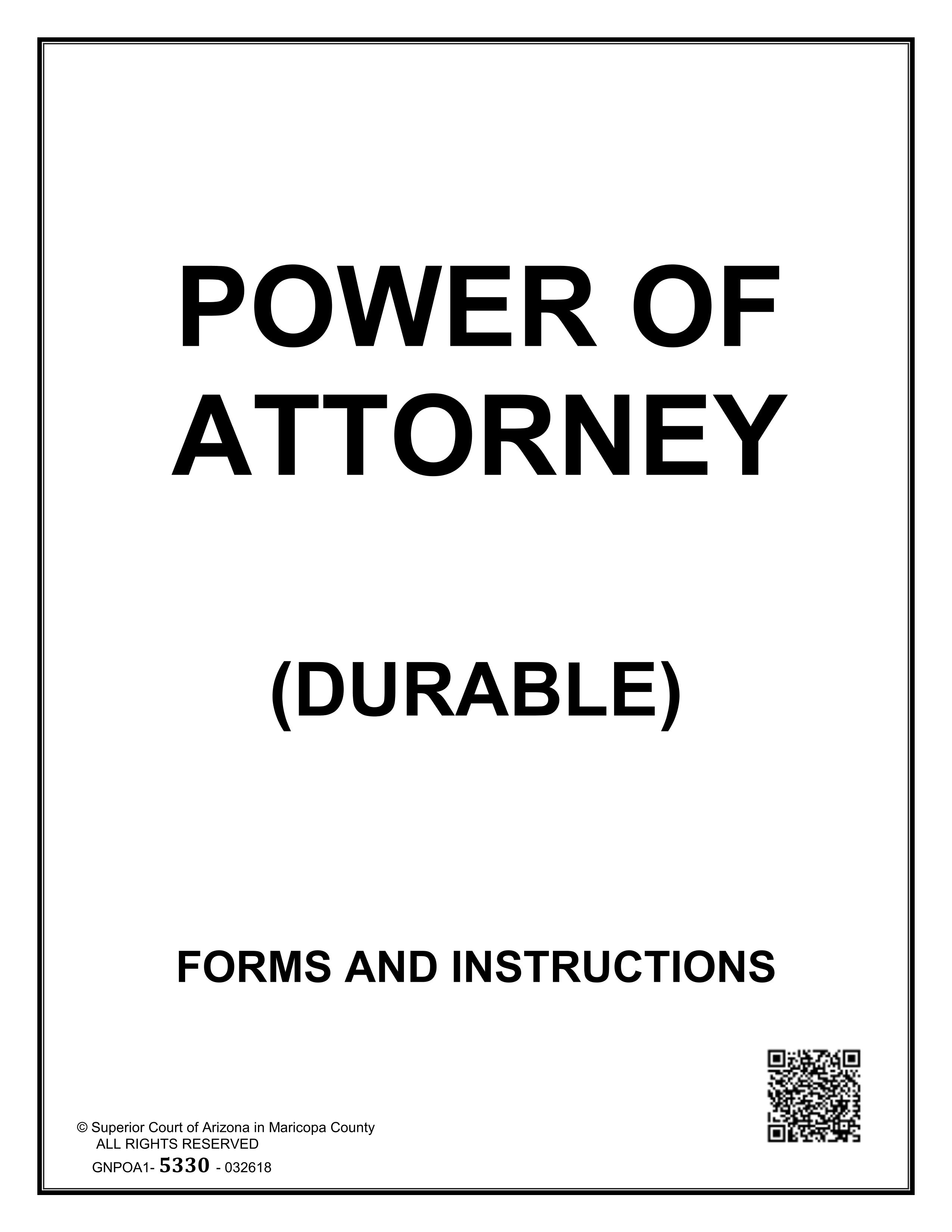 Arizona Durable (Financial) Power of Attorney Form