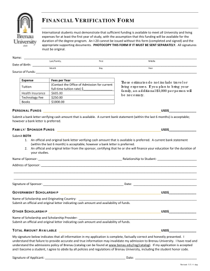 brenau-financial-verification-form