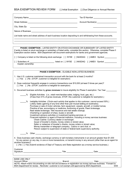 bsa-exemption-review-form