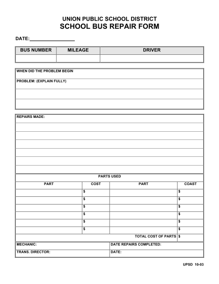 Mechanic Repair Forms Free To Edit Download Print Cocodoc