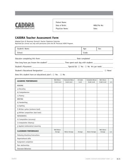 caddra-teacher-assessment-form