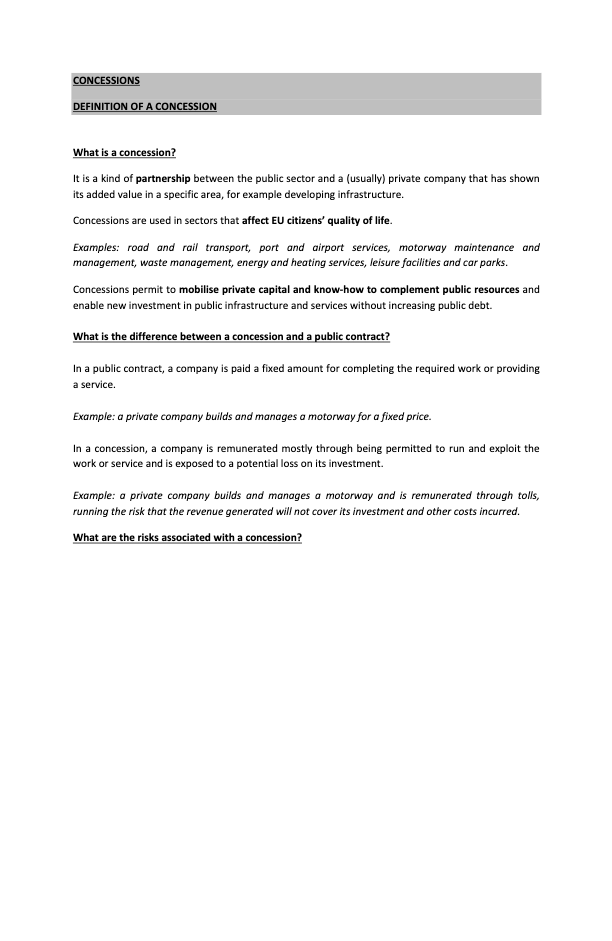 Concessions Agreement Template