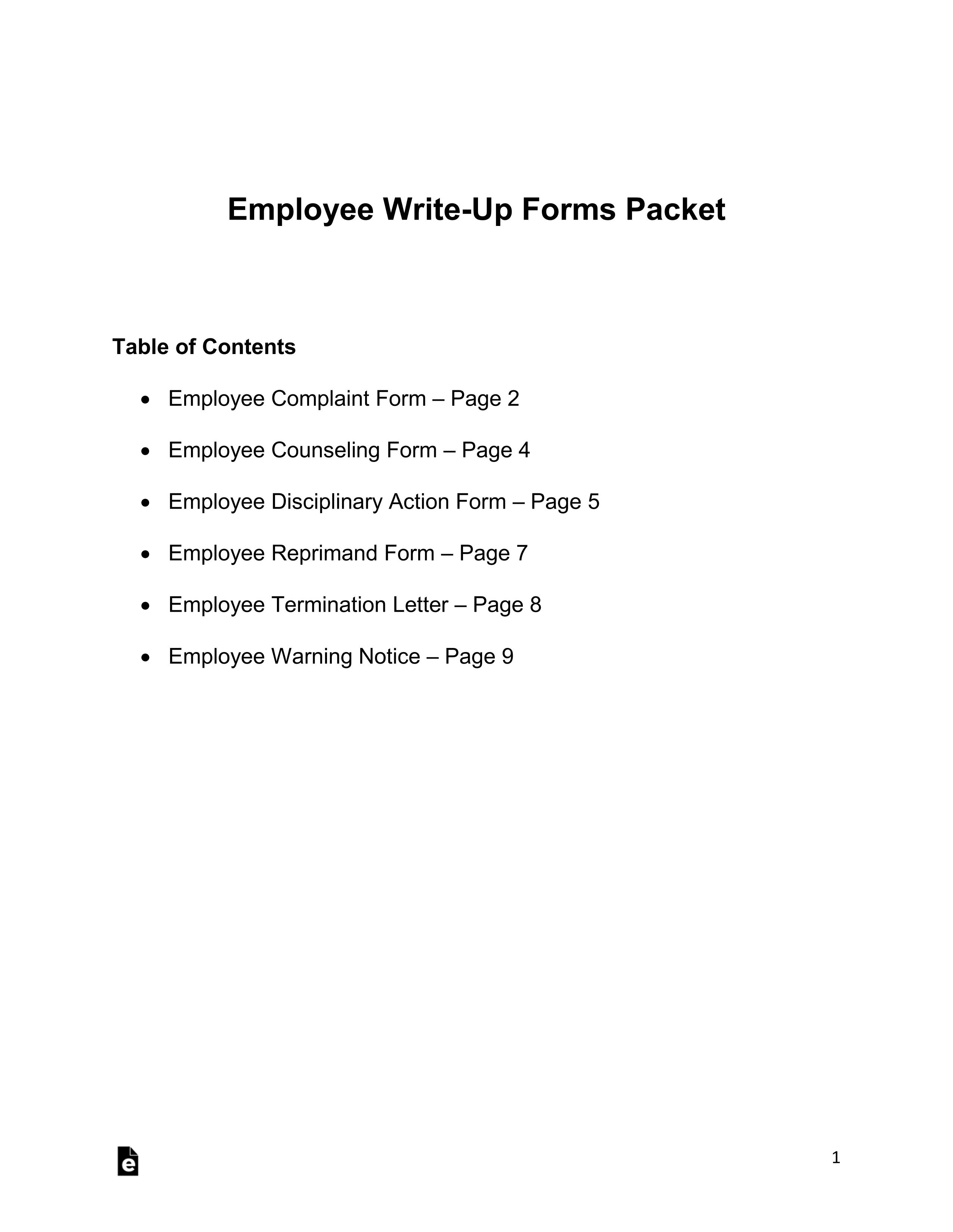 Employee Write-up Form