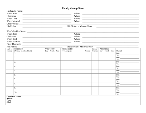 Free family genealogy sheets