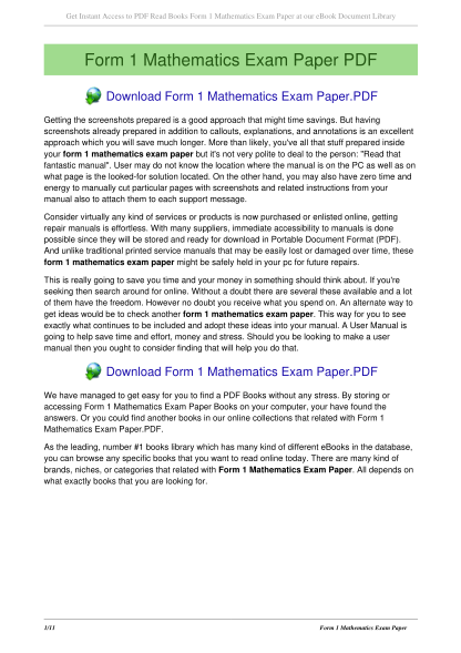 form-1-mathematics-test