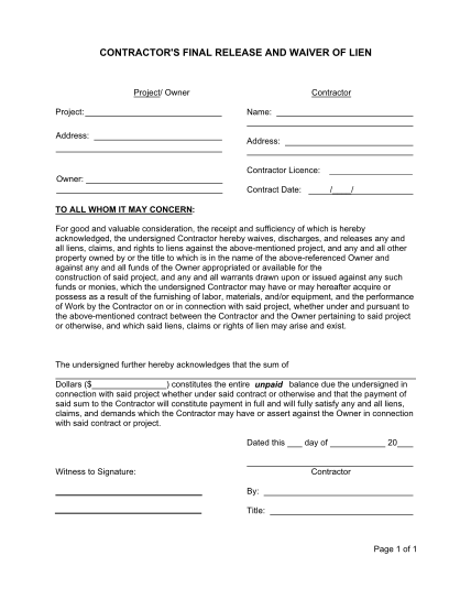 126 Lien Release Form page 6 Free to Edit Download Print CocoDoc