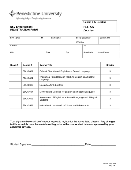 free-class-enrollment-form-template