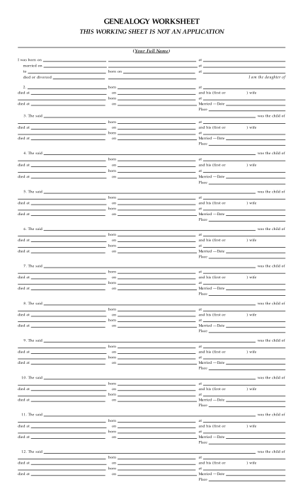 Free Printable Genealogy Sheets