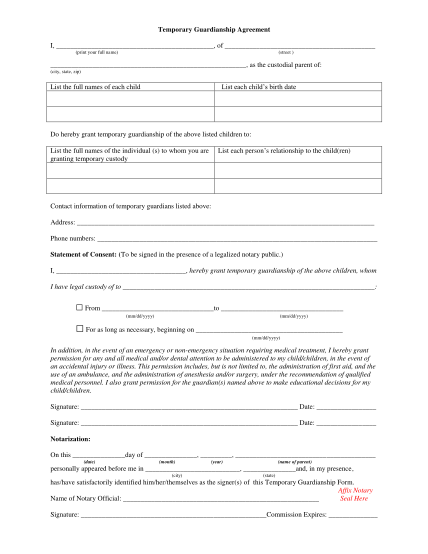 Free Printable Guardianship Forms Texas