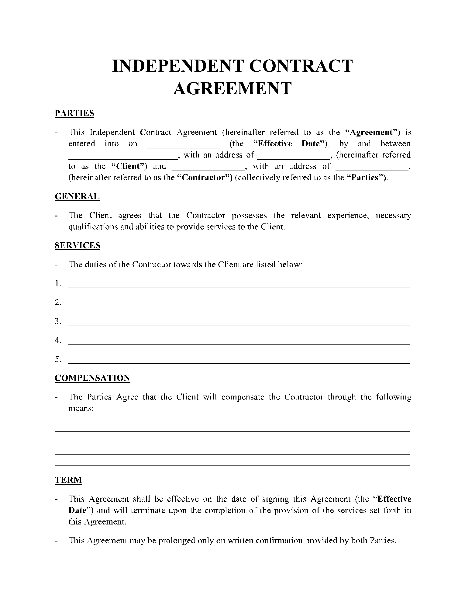 Independent Contractor Agreement