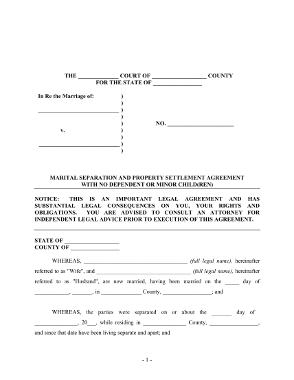 divorce agreement template