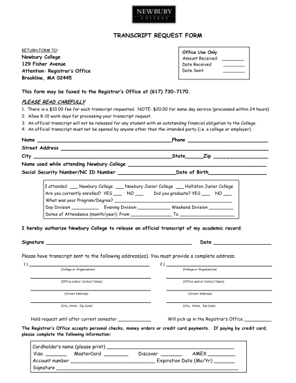 newbury-transcript-request-form