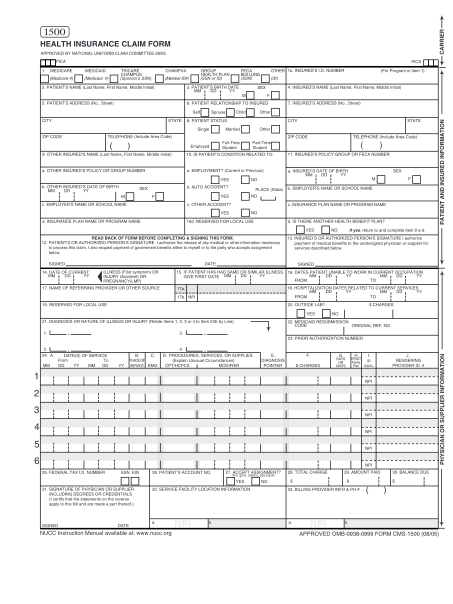 15 Free Fillable Cms 1500 Claim Forms Pdf Free To Edit Download 