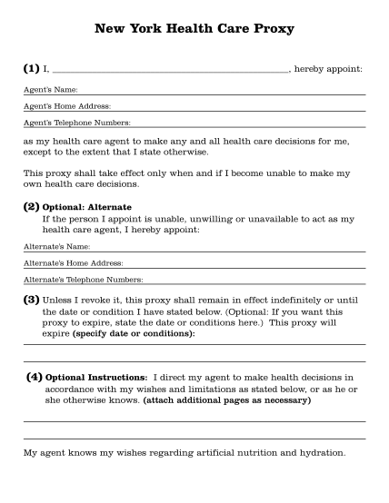 15 N Y Health Care Proxy And Living Will Free To Edit Download 