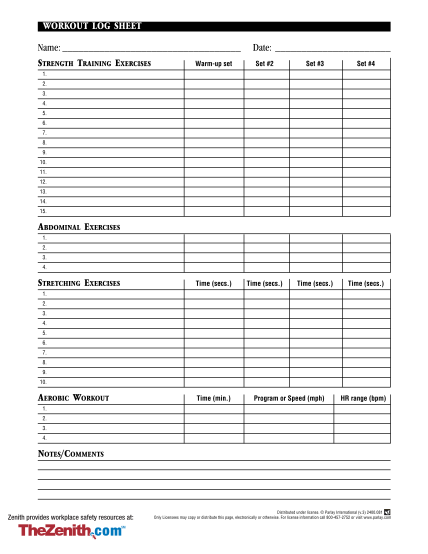 27 Workout Log Template Page 2 Free