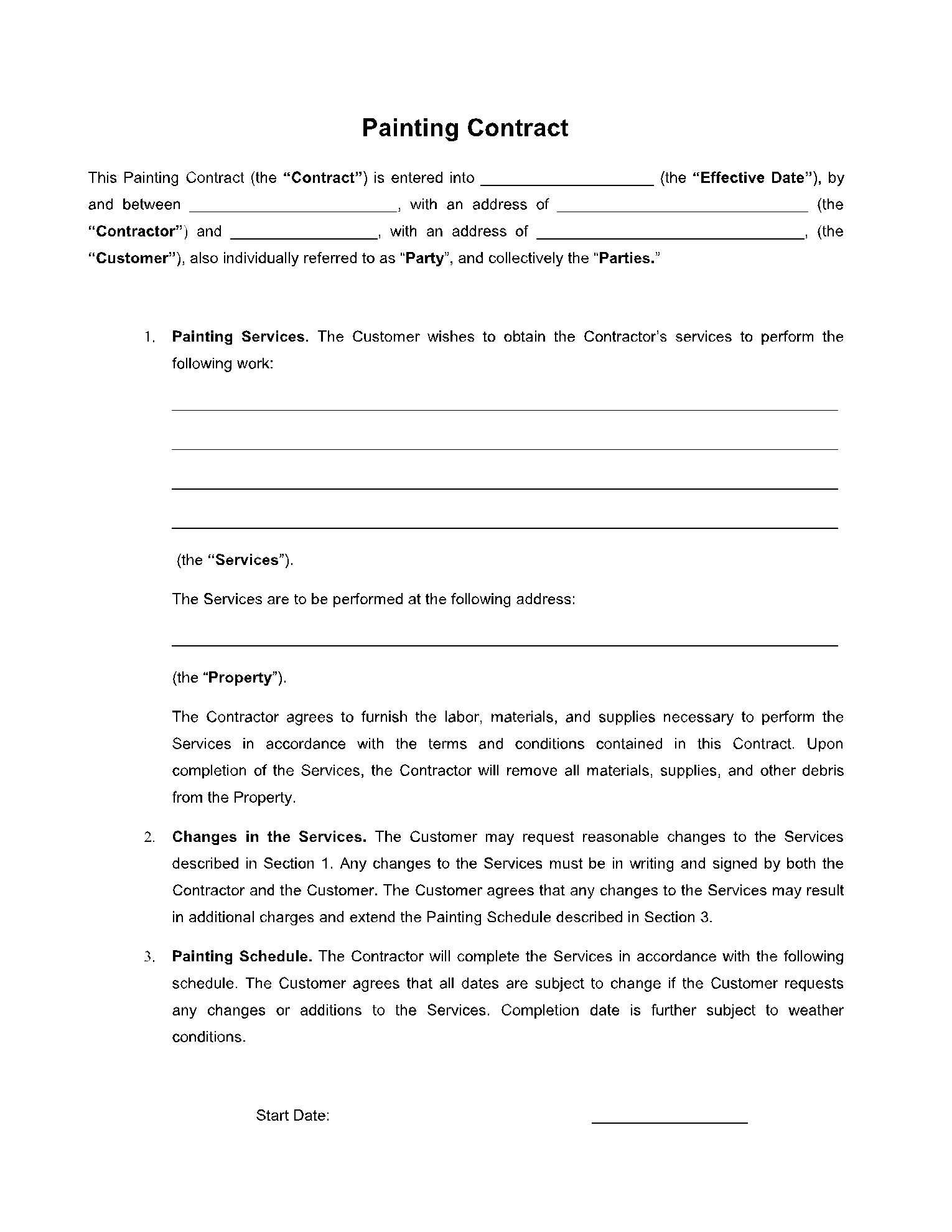 Painting Contracts Template