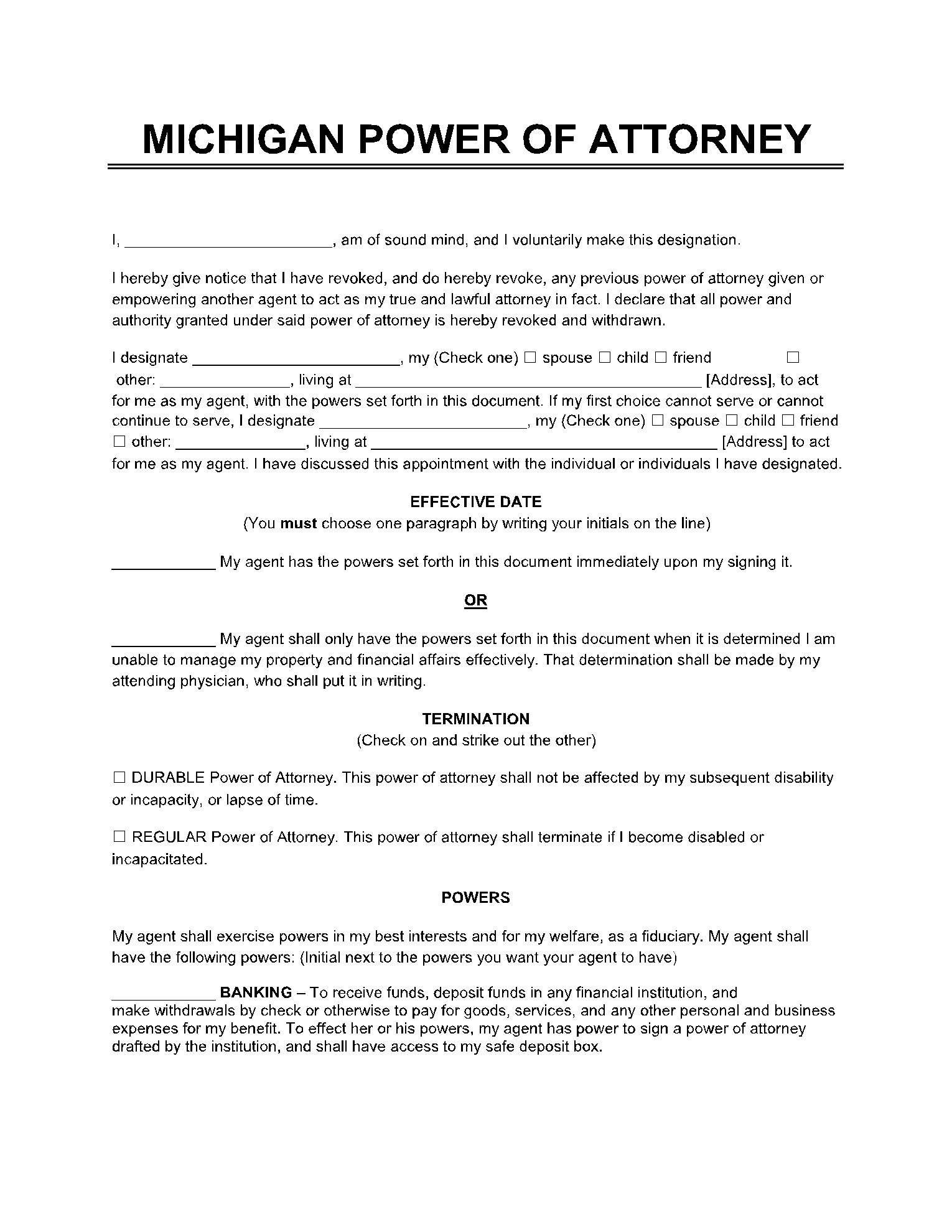 Power of Attorney in Michigan