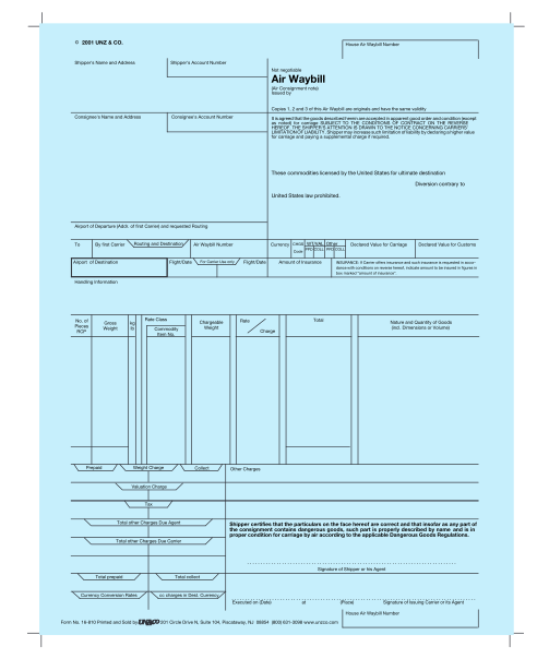 Printable FedEx Air Waybill Form