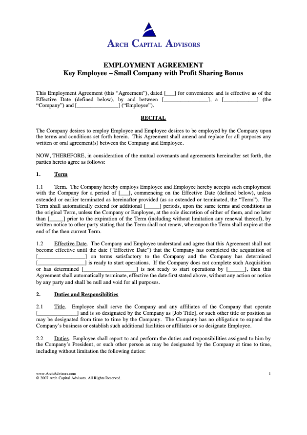 Profit-Sharing Agreement Template