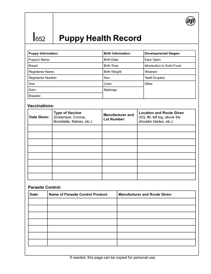 puppy-health-record