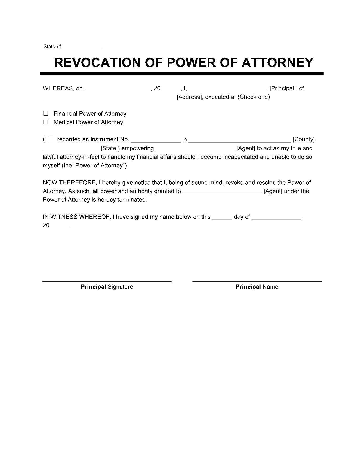 Colorado Revoke Power of Attorney Form