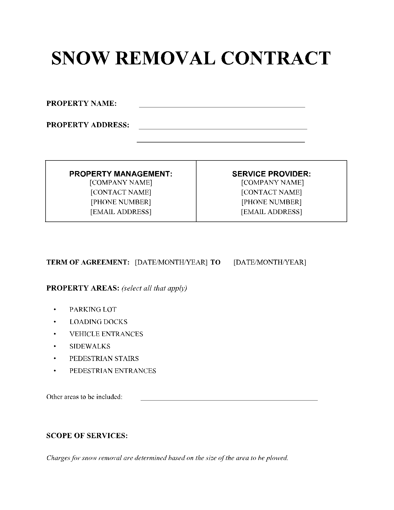 Snow Removal Contract
