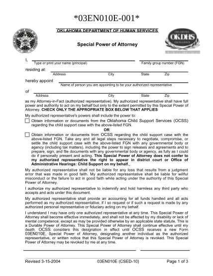 23 Special Power Of Attorney page 2 - Free to Edit, Download & Print