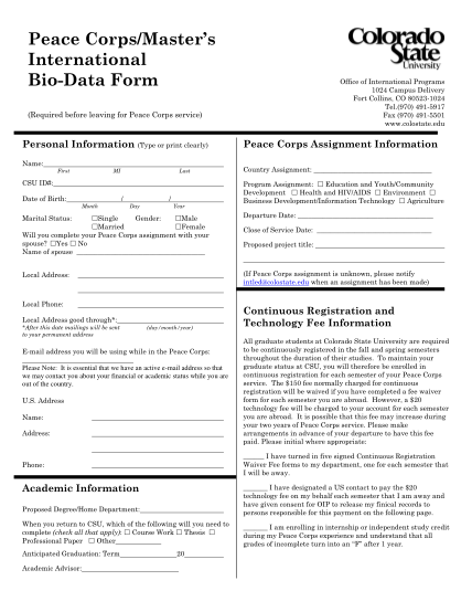 Bio Data Form For Student