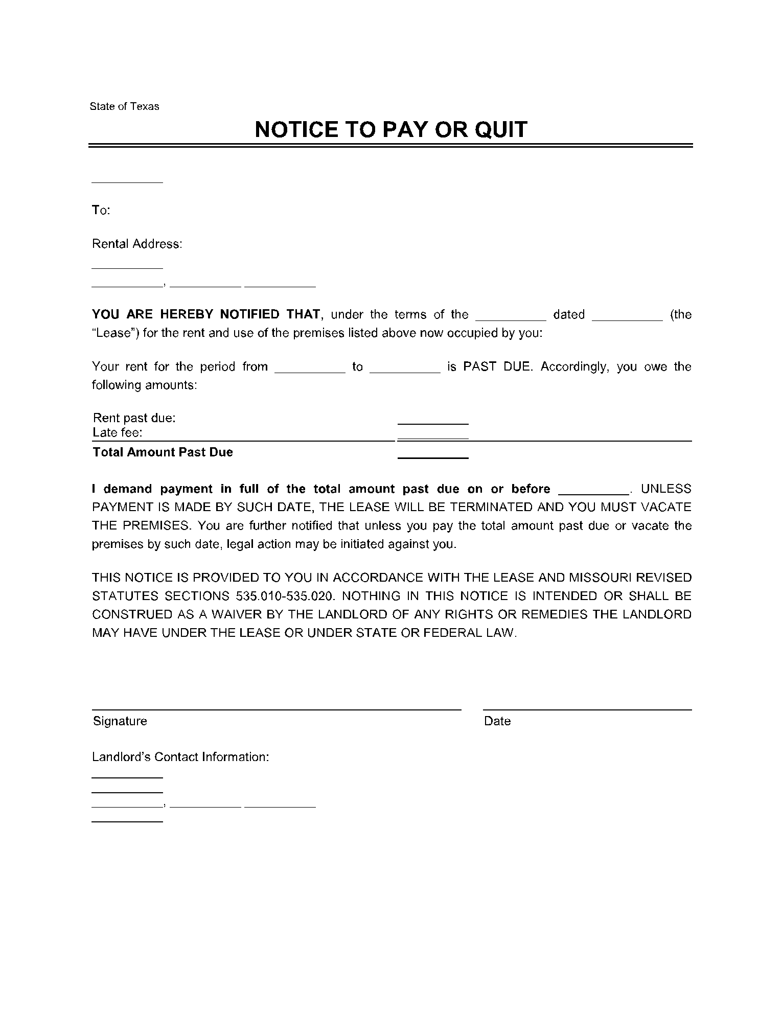 Texas 3 Day Eviction Notice Forms