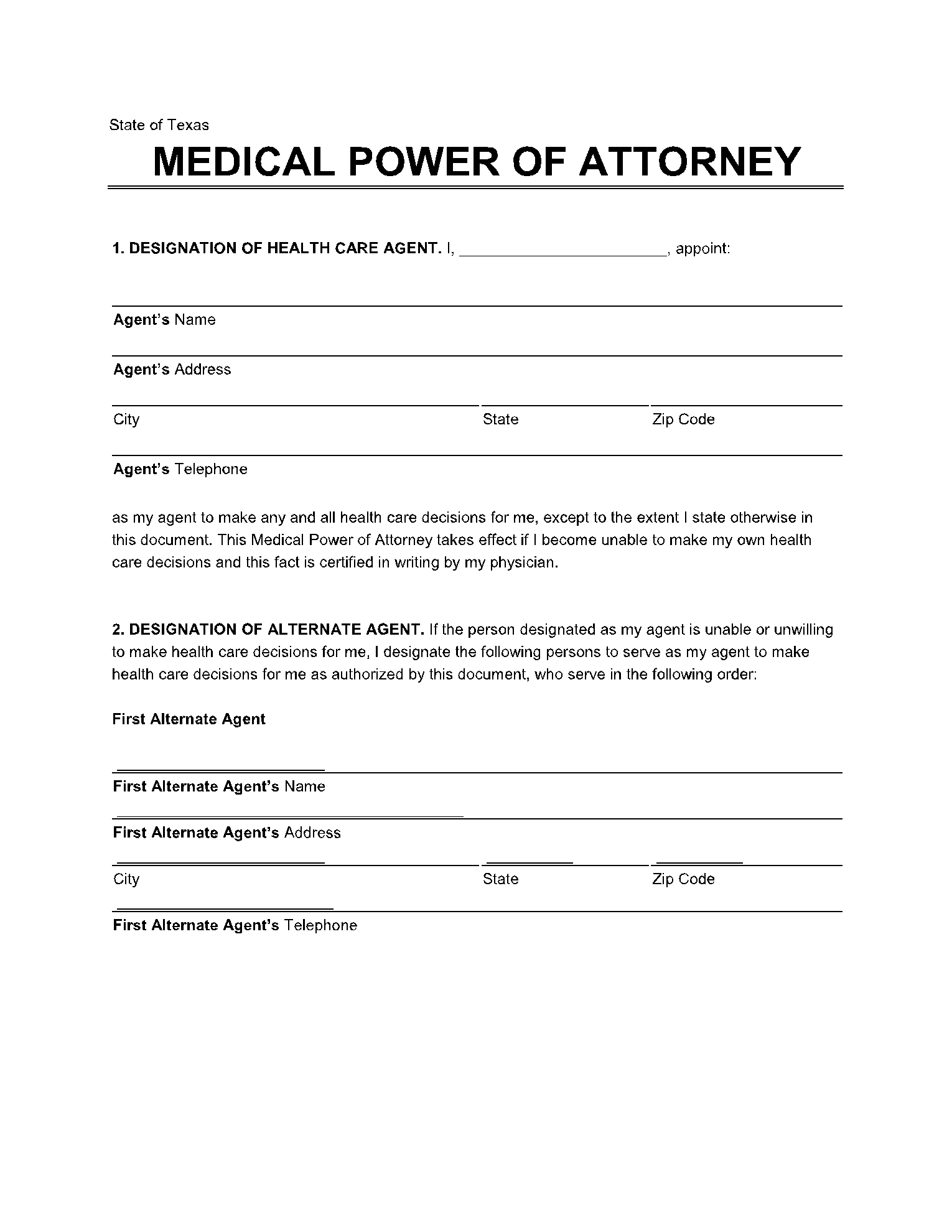 Medical Power of Attorney in Texas