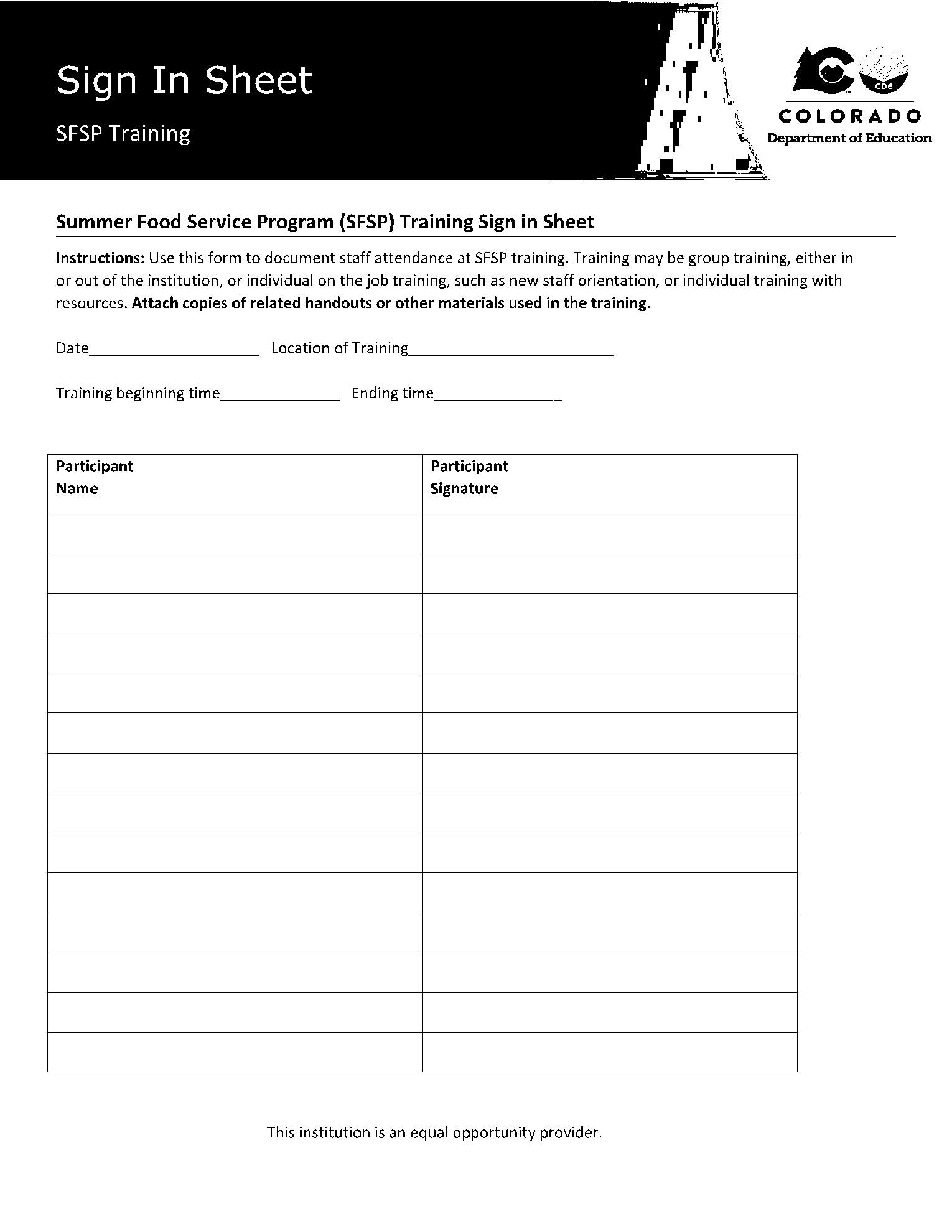 Sign in Sheet Templates for Training