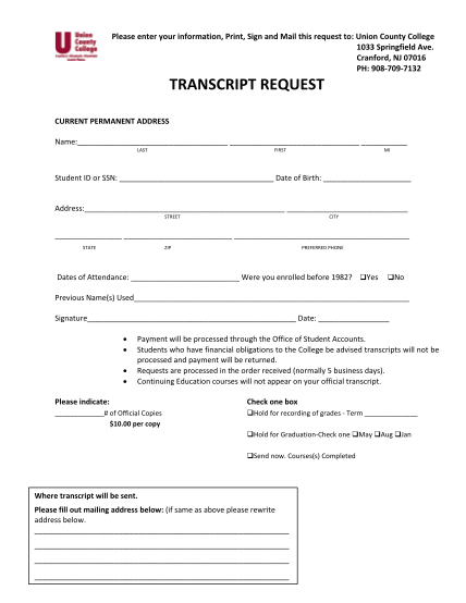 union-county-transcript-request