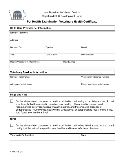 veterinary travel sheet sample