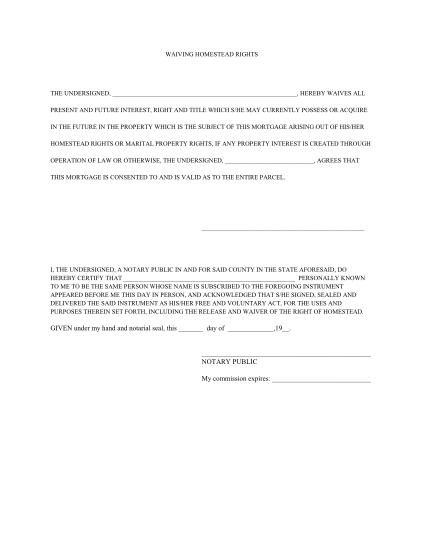 Waiver Of Rights Form