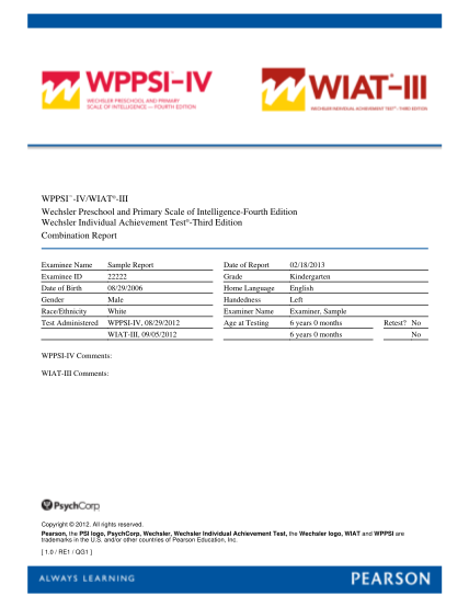 wppsi-iv-sample-report